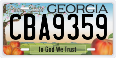 GA license plate CBA9359