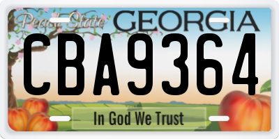 GA license plate CBA9364