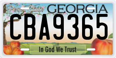 GA license plate CBA9365