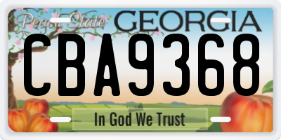 GA license plate CBA9368