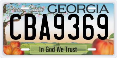 GA license plate CBA9369