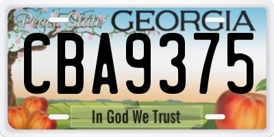 GA license plate CBA9375