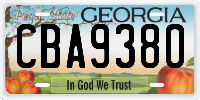 GA license plate CBA9380