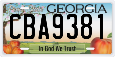 GA license plate CBA9381