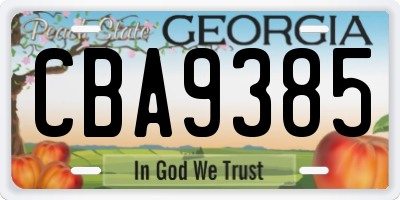 GA license plate CBA9385
