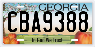 GA license plate CBA9388