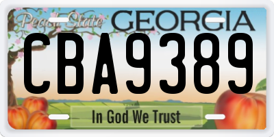 GA license plate CBA9389
