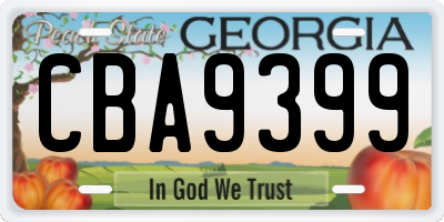 GA license plate CBA9399