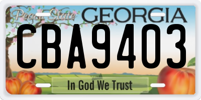GA license plate CBA9403