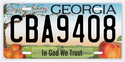 GA license plate CBA9408