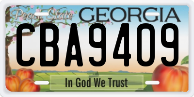 GA license plate CBA9409