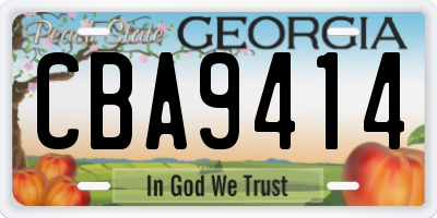 GA license plate CBA9414