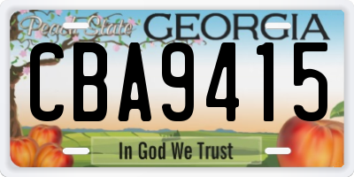 GA license plate CBA9415
