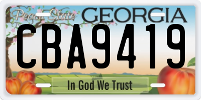GA license plate CBA9419