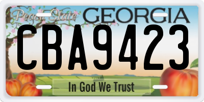 GA license plate CBA9423