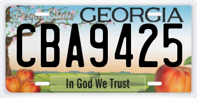 GA license plate CBA9425