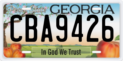 GA license plate CBA9426