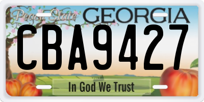 GA license plate CBA9427