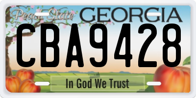 GA license plate CBA9428
