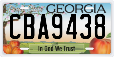GA license plate CBA9438