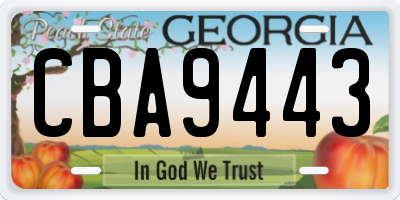 GA license plate CBA9443