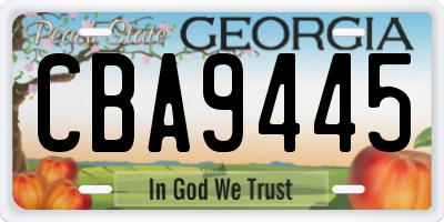 GA license plate CBA9445
