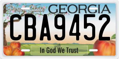 GA license plate CBA9452