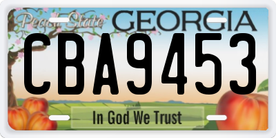 GA license plate CBA9453