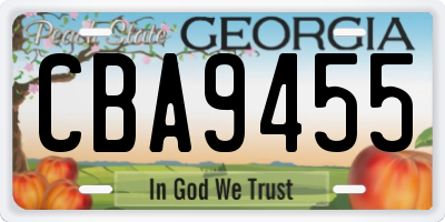 GA license plate CBA9455