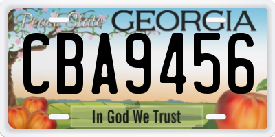 GA license plate CBA9456