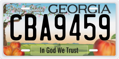 GA license plate CBA9459