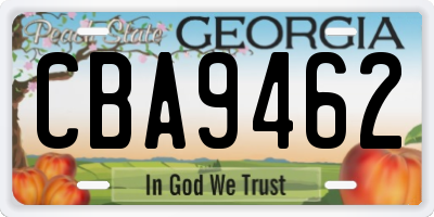 GA license plate CBA9462