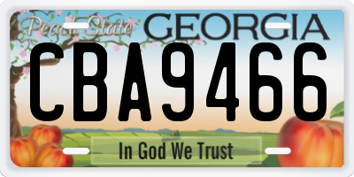 GA license plate CBA9466