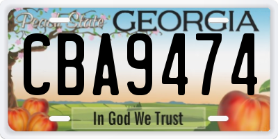 GA license plate CBA9474