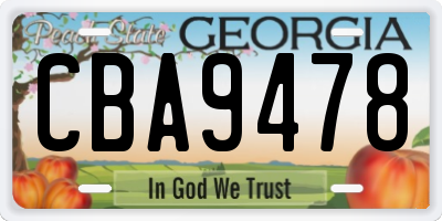 GA license plate CBA9478
