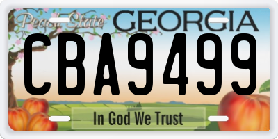 GA license plate CBA9499