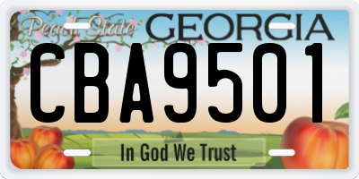 GA license plate CBA9501