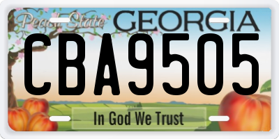 GA license plate CBA9505