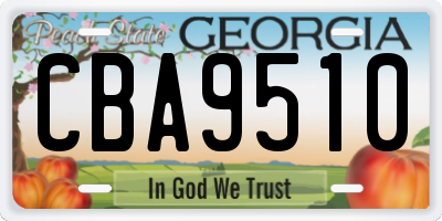 GA license plate CBA9510