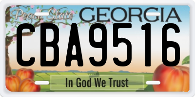 GA license plate CBA9516