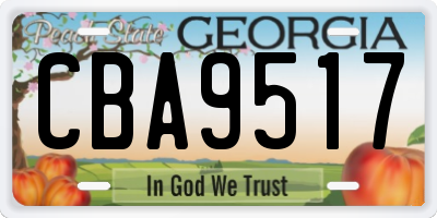 GA license plate CBA9517