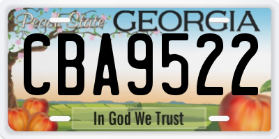 GA license plate CBA9522