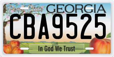 GA license plate CBA9525