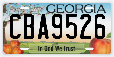 GA license plate CBA9526