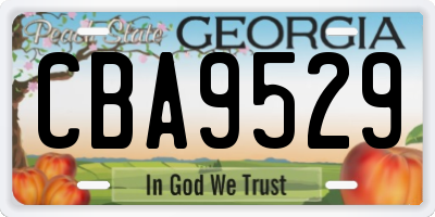 GA license plate CBA9529