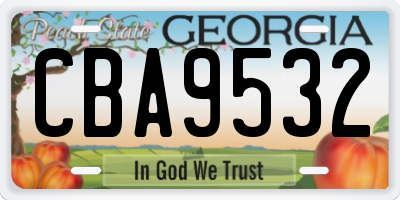 GA license plate CBA9532