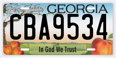 GA license plate CBA9534
