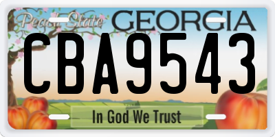 GA license plate CBA9543