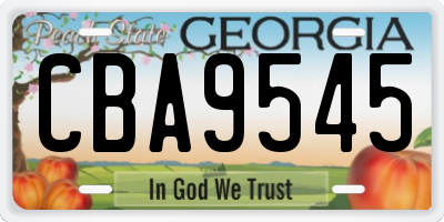 GA license plate CBA9545