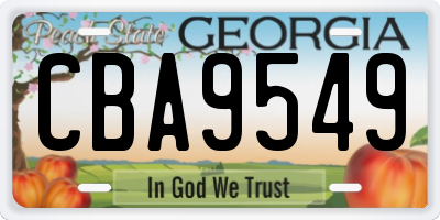 GA license plate CBA9549